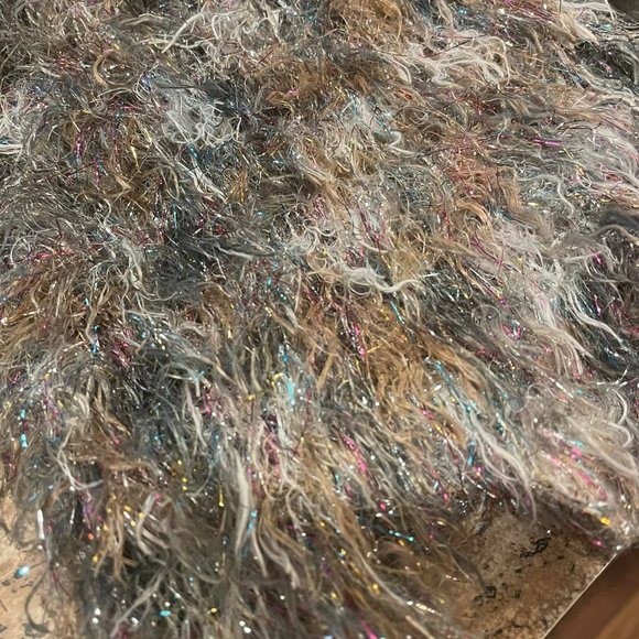 Eyelash Scarf - Gray, White, Camel-Colored with Sparkles - Picture 3 of 3